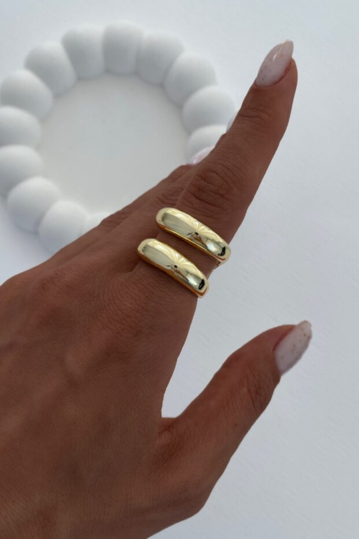 Premium Seri Özel Cilalı Ikili Görünüm Ayarlanabilir Kadın Çelik Yüzük