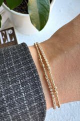 Yarım Tur Top Zincirli Yarım Tur Zirkon Taşlı Su Yolu Tasarım Çift Görünüm Kadın Çelik Bileklik