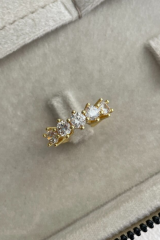 Özel Seri Büyük Taşlı Klasik 5 Taş Tasarım Ayarlanabilir Kadın Çelik Yüzük