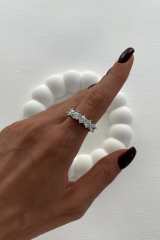 Özel Seri Büyük Taşlı Klasik 5 Taş Tasarım Ayarlanabilir Kadın Çelik Yüzük