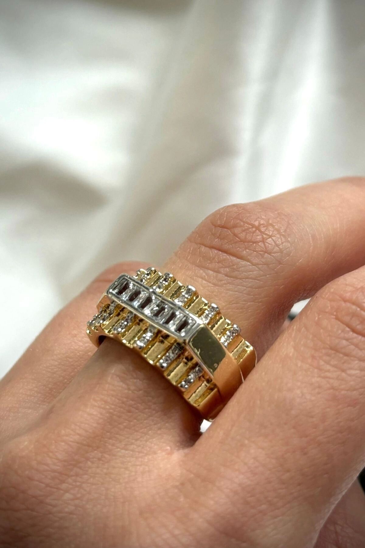 VIP %100 İthal Stripe Tasarım Ayarlanabilir Kadın Çelik Yüzük