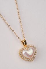 Premium Seri Kalp Model Çevresi Zirkon Taş Detay Kadın Çelik Kolye 316 L Paslanmaz Kararmaz