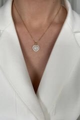 Premium Seri Kalp Model Çevresi Zirkon Taş Detay Kadın Çelik Kolye 316 L Paslanmaz Kararmaz