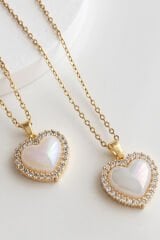 Premium Seri Kalp Model Çevresi Zirkon Taş Detay Kadın Çelik Kolye 316 L Paslanmaz Kararmaz