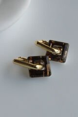 Özel Seri Parlak Kare Taşlı Minimalist Halka Model Kadın Çelik Küpe