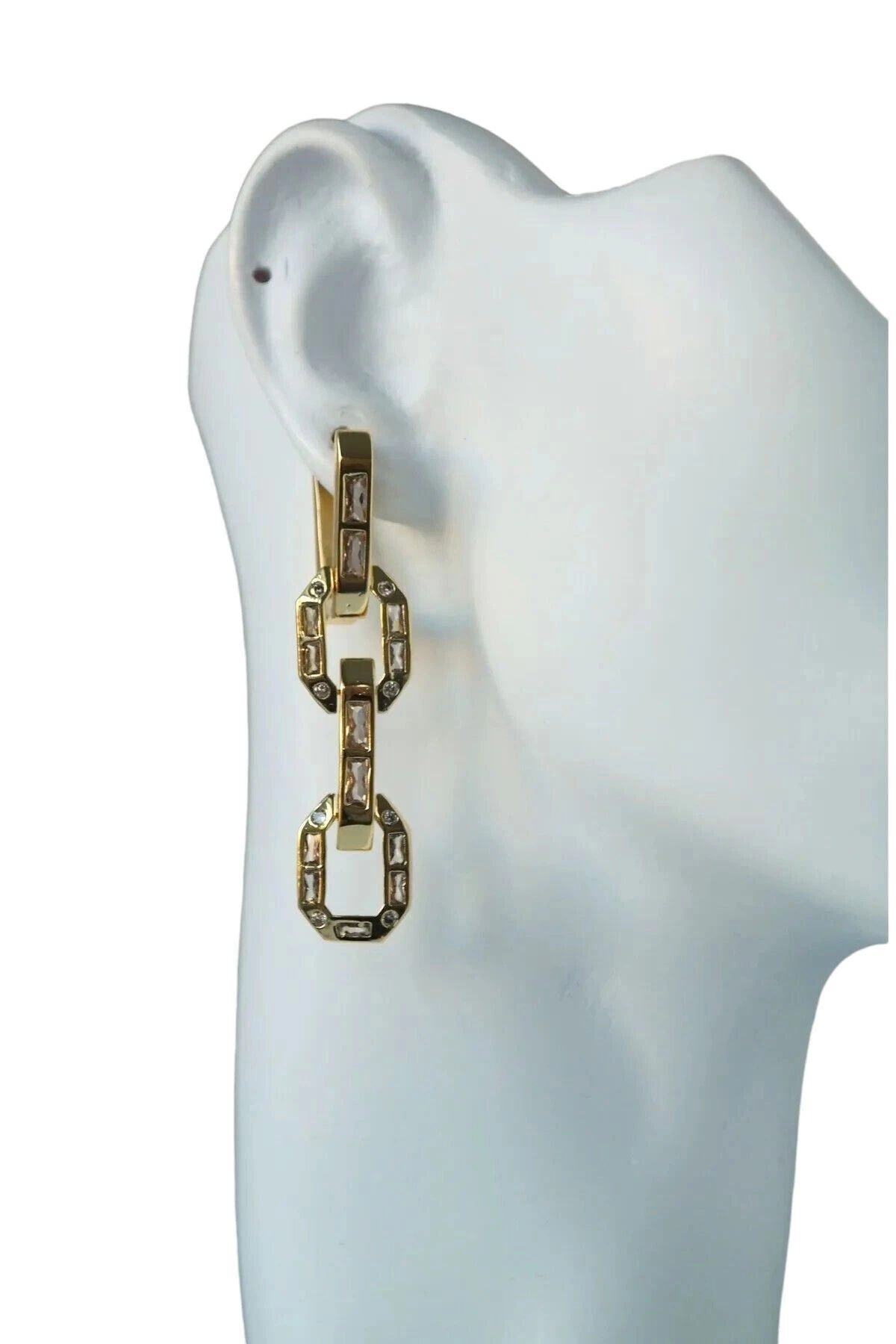 Yeni Sezon Dört Halka Zirkon Taş Detaylı Devin Tasarım Kadın Çelik Küpe