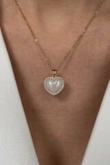 Premium Seri Kalp Model Çevresi Zirkon Taş Detay Kadın Çelik Kolye 316 L Paslanmaz Kararmaz