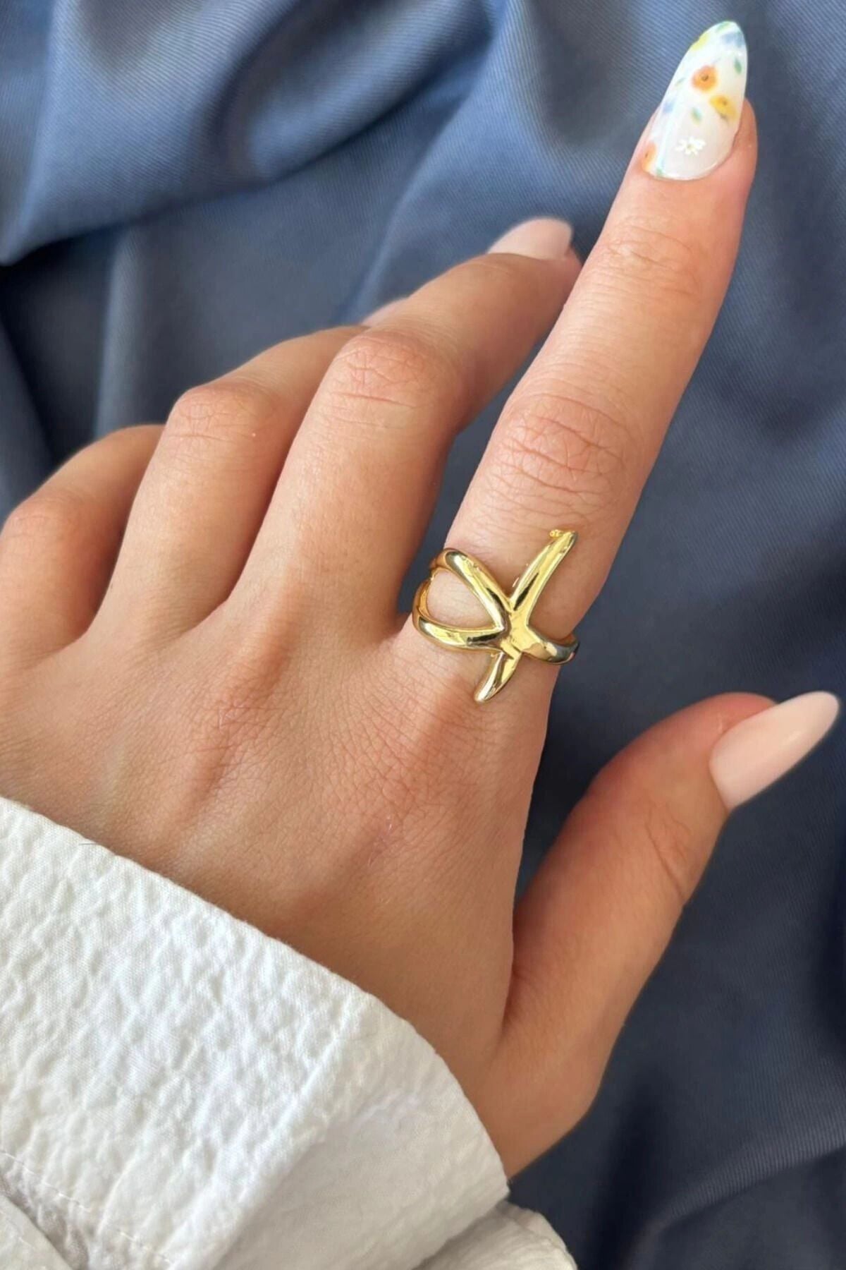 Yeni Sezon Starfish Tasarım Ayarlanabilir Kadın Yüzük Altın