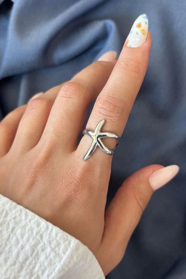 Yeni Sezon Starfish Tasarım Ayarlanabilir Kadın Yüzük Gümüş