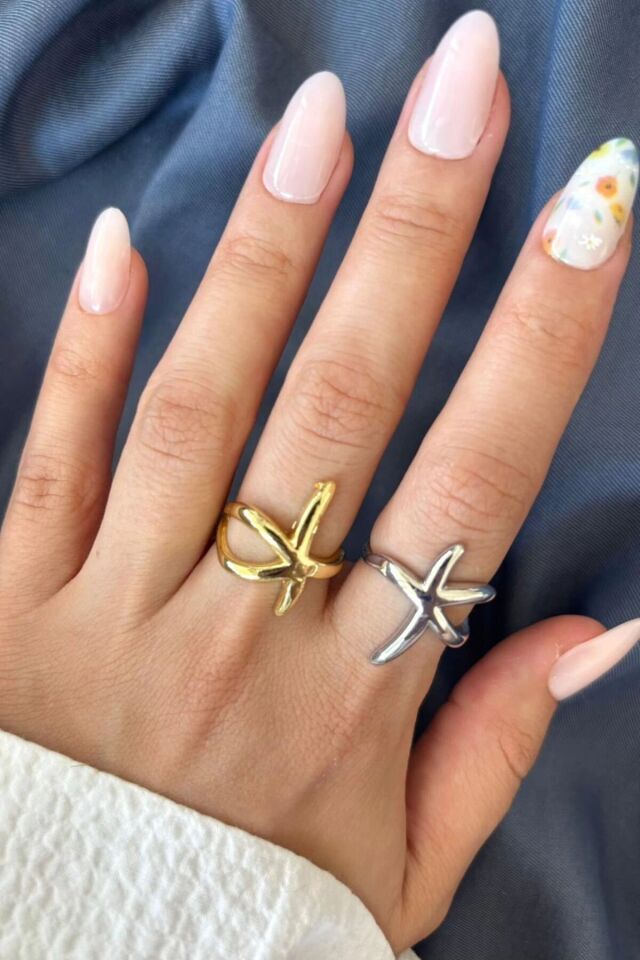 Yeni Sezon Starfish Tasarım Ayarlanabilir Kadın Yüzük Gümüş