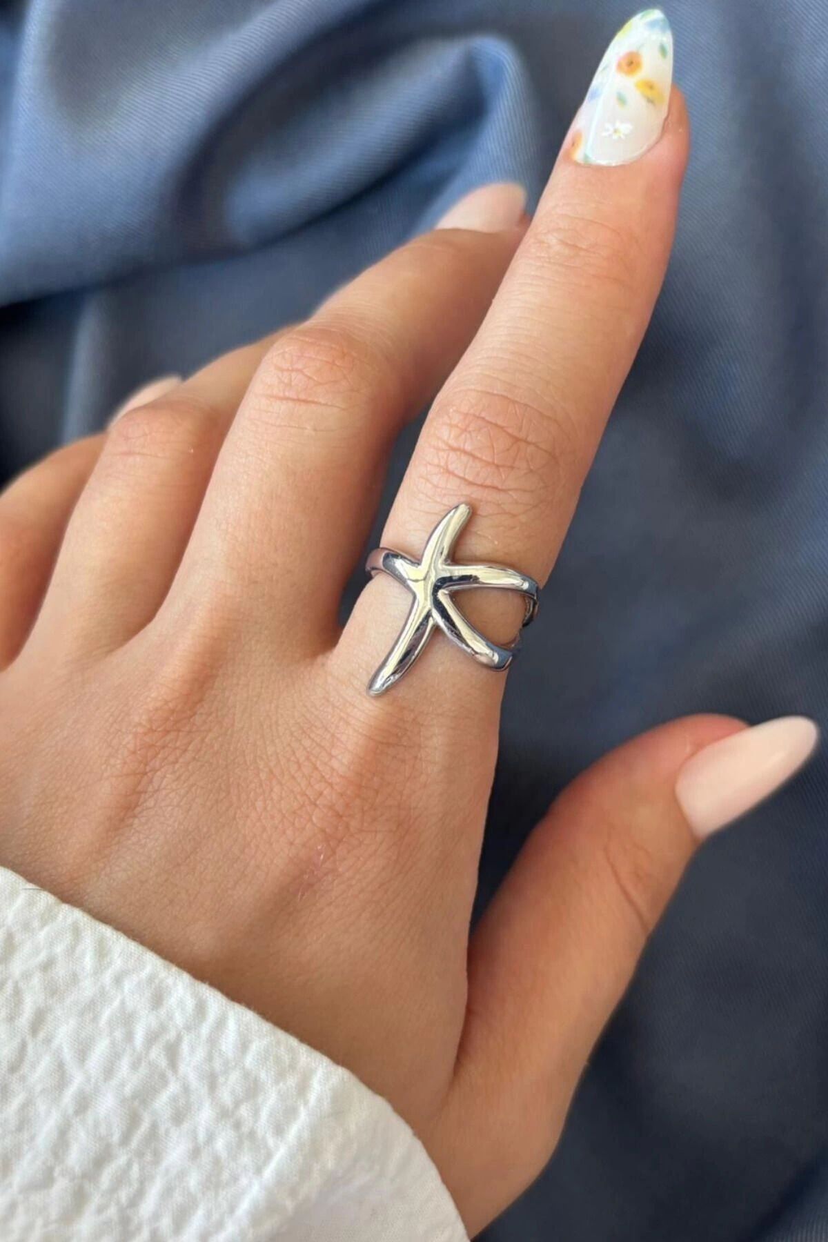 Yeni Sezon Starfish Tasarım Ayarlanabilir Kadın Yüzük Gümüş