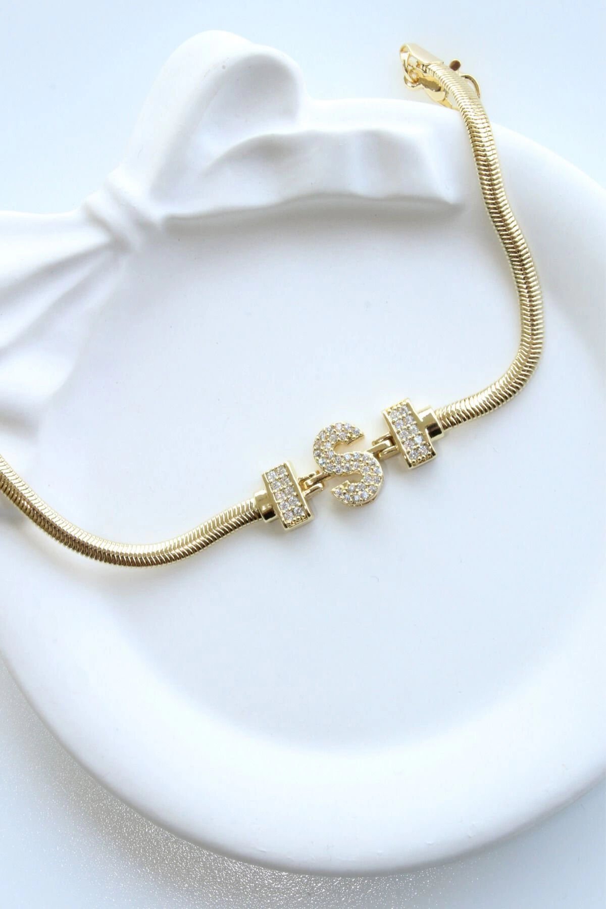 İthal Seri S Harfi Balık Sırtı Zincirli Kadın Çelik Bileklik Kararmaz Renk Atmaz