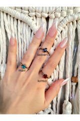 Exclusive Seri Ayarlanabilir Paslanmaz Kararmaz Boncuk Detay Bronz Zirkon Damla Taş Şık Kadın Yüzük