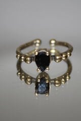 Exclusive Seri Ayarlanabilir Paslanmaz Kararmaz Boncuk Detay Bronz Zirkon Damla Taş Şık Kadın Yüzük