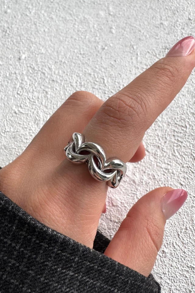Yeni Sezon Infinity Knot Tasarım Ayarlanabilir Kadın Yüzük Gümüş