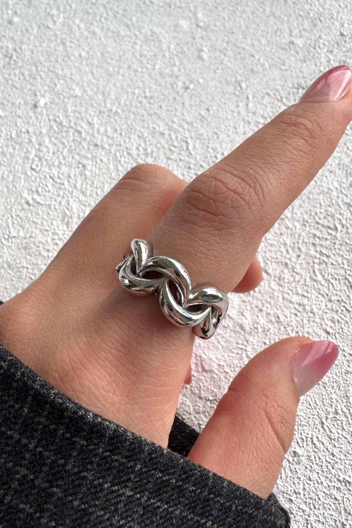Yeni Sezon Infinity Knot Tasarım Ayarlanabilir Kadın Yüzük Gümüş