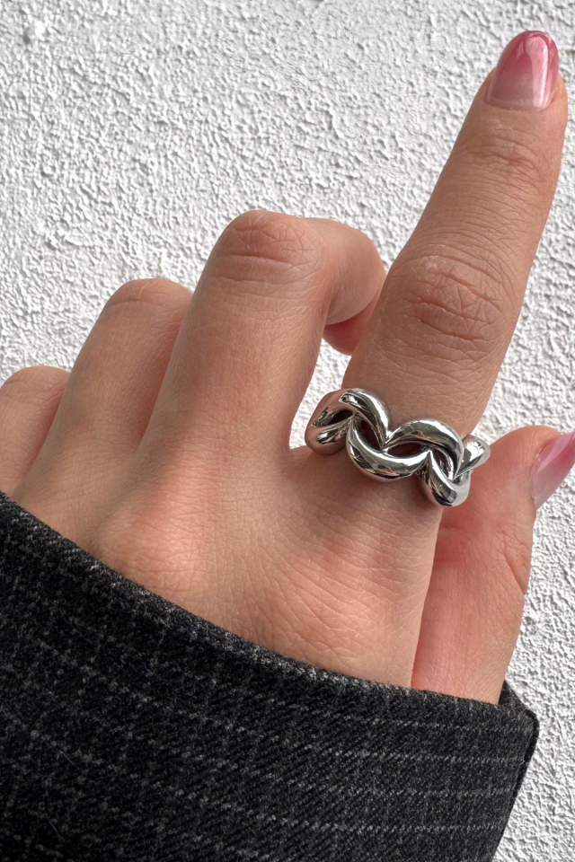Yeni Sezon Infinity Knot Tasarım Ayarlanabilir Kadın Yüzük Gümüş