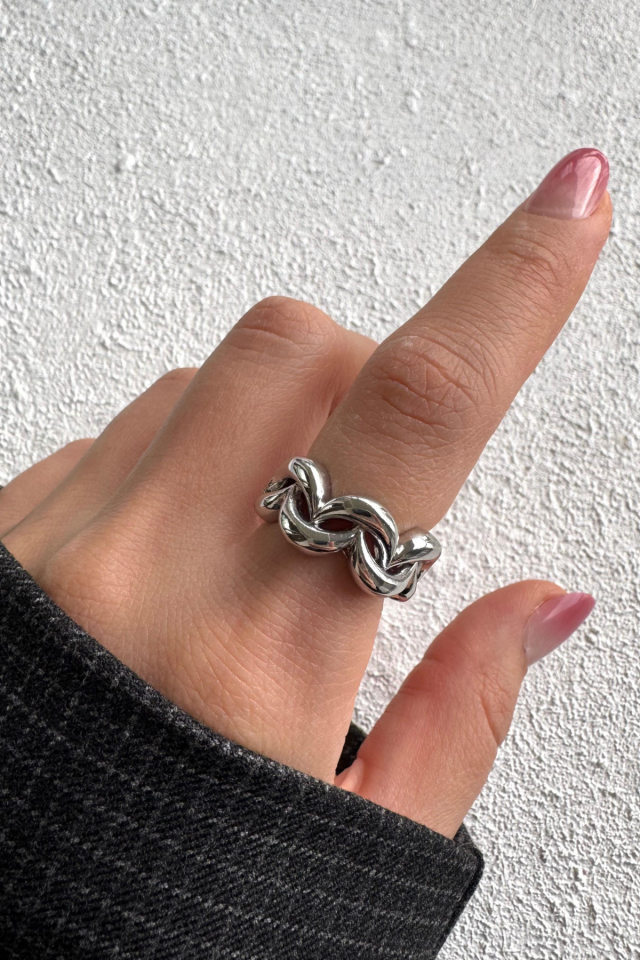 Yeni Sezon Infinity Knot Tasarım Ayarlanabilir Kadın Yüzük Gümüş