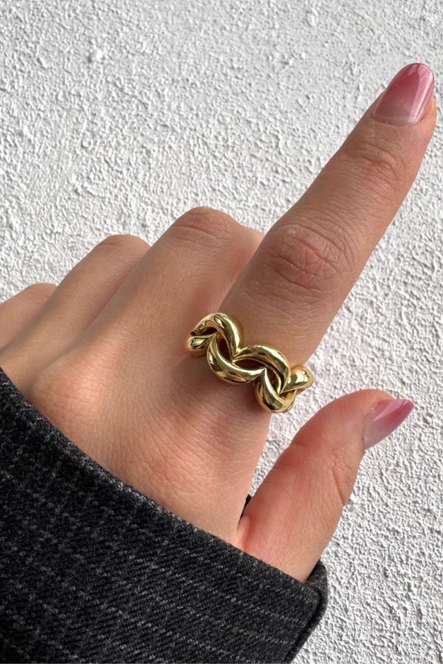 Yeni Sezon Infinity Knot Tasarım Ayarlanabilir Kadın Yüzük Altın