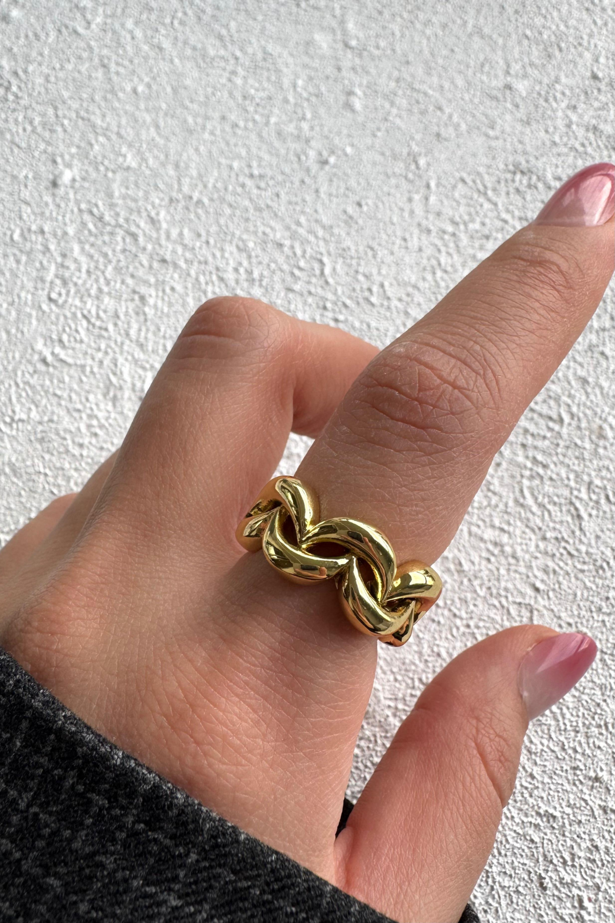 Yeni Sezon Infinity Knot Tasarım Ayarlanabilir Kadın Yüzük Altın