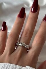 Yeni Seri Cilalı Asimetrik Bombeli Günlük Ayarlanabilir Kadın Çelik Yüzük