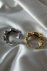 Yeni Seri Cilalı Asimetrik Bombeli Günlük Ayarlanabilir Kadın Çelik Yüzük