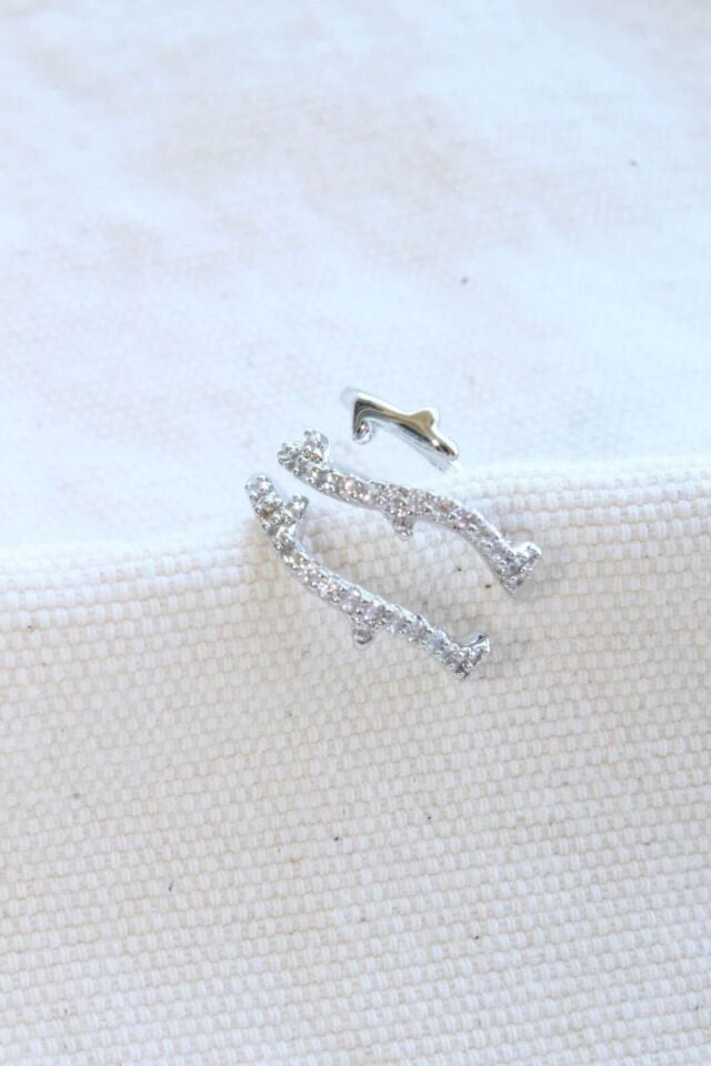 Çoklu Görünüm Zirkon Taşlı Sarmaşık Model Earcuff Kıkırdak Küpe Gümüş