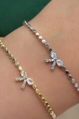 Yeni Sezon Ezme Zincirli Fiyonk Model Renk Atmaz Kararmaz Garantili Kadın Çelik Bileklik