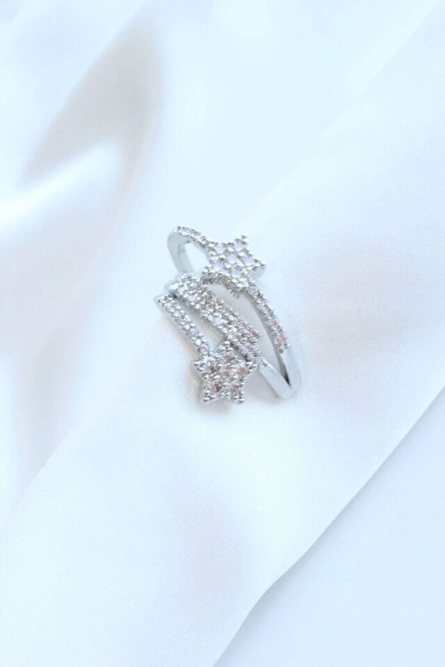 Çoklu Görünüm Zirkon Taşlı Yıldız Model Earcuff Kıkırdak Küpe Gümüş