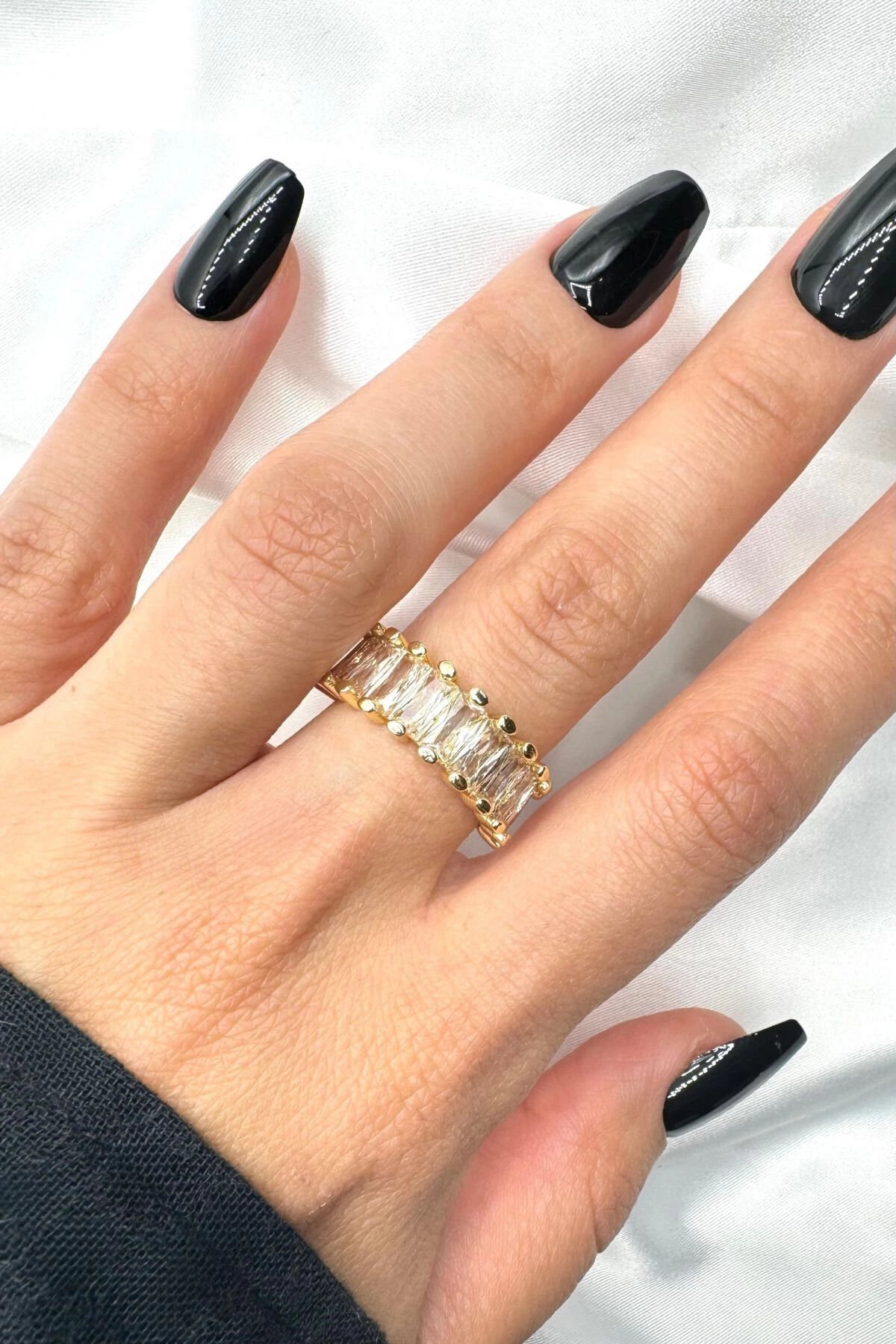 Yeni Sezon Sıralı Baget Taşlı Ayarlanabilir Çelik Yüzük