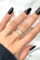 Yeni Sezon Sıralı Baget Taşlı Ayarlanabilir Çelik Yüzük