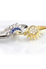 Yeni Sezon 2'li Kombinlenebilir Zirkon Taşlı Güneş Ay Ayarlanabilir Kadın Yüzük