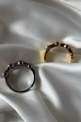 Premium Seri Ünlü Model Zincir Halkası Tasarım Ayarlanabilir Kadın Çelik Yüzük