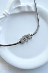 İthal Seri T Harfi Balık Sırtı Zincirli Kadın Çelik Bileklik Kararmaz Renk Atmaz