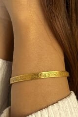 Çelik Kabartmalı Yazılı Ayetel Kürsi Kadın Bileklik Renk Atmaz Kararmaz Bilezik