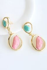 VIP Asimetrik Sallantılı Mineli Taşlı Tasarım Kararmaz Renk Atmaz Kadın Çelik Küpe