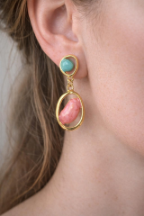 VIP Asimetrik Sallantılı Mineli Taşlı Tasarım Kararmaz Renk Atmaz Kadın Çelik Küpe