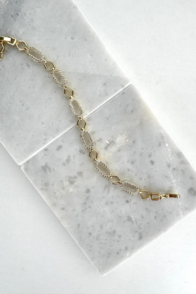 Gleam Link Bracelet Kuyumcu İşçiliği 14K Altın Kaplama Premium Seri Kadın Çelik Bileklik