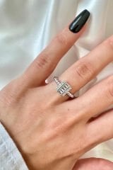 Yeni Sezon Sıralı Dikdörtgen Zirkon Taşlı Boncuk Detaylı Ayarlanabilir Şık Kadın Çelik Yüzük