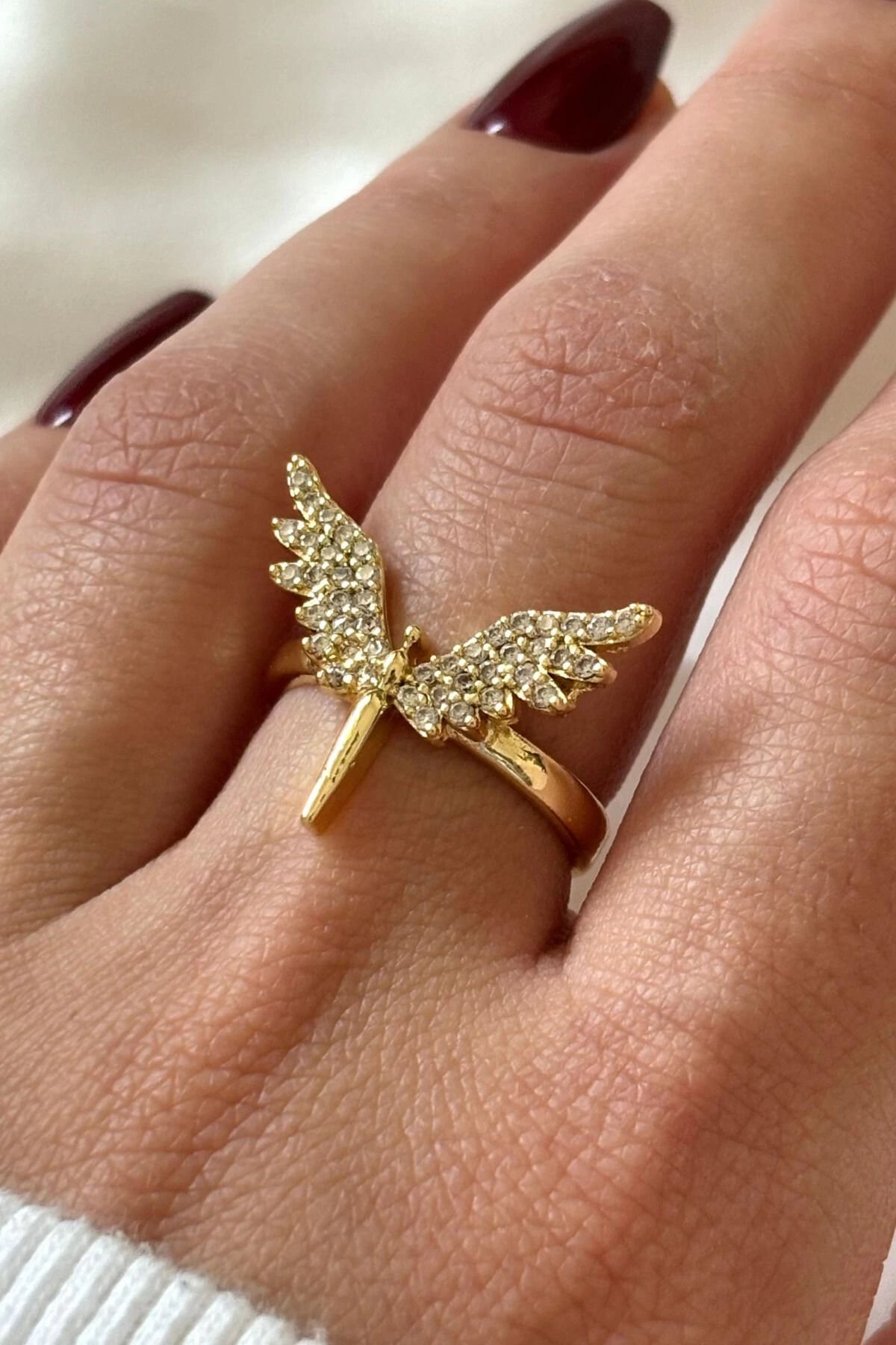 Özel Üretim Mikail Meleği Tasarım Ayarlanabilir Kadın Çelik Yüzük