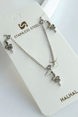 Sallantılı Yılan Model Kadın Çelik Halhal