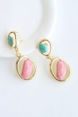 VIP Asimetrik Sallantılı Mineli Taşlı Tasarım Kararmaz Renk Atmaz Kadın Çelik Küpe