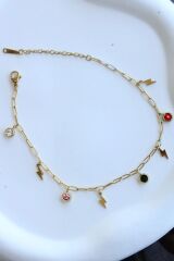 Renkli Zirkon Taşlı Şimşek Model Kadın Çelik Halhal