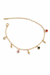 Renkli Zirkon Taşlı Şimşek Model Kadın Çelik Halhal