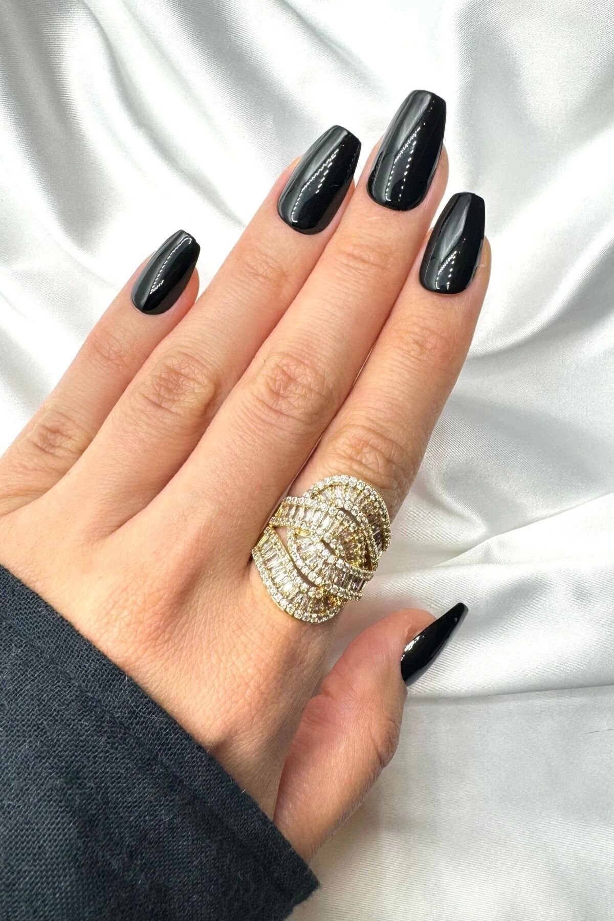 Yeni Sezon Baget Taşlı Özel Tasarım Büyük Sonsuzluk Ayarlanabilir Kadın Çelik Yüzük