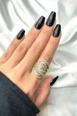 Yeni Sezon Baget Taşlı Özel Tasarım Büyük Sonsuzluk Ayarlanabilir Kadın Çelik Yüzük