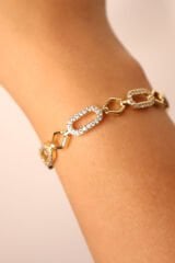 Gleam Link Bracelet Kuyumcu İşçiliği 14K Altın Kaplama Premium Seri Kadın Çelik Bileklik