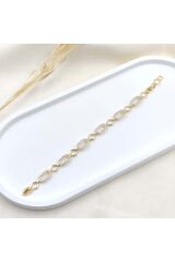 Gleam Link Bracelet Kuyumcu İşçiliği 14K Altın Kaplama Premium Seri Kadın Çelik Bileklik