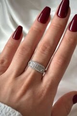 Premium Seri Neo Model Zirkon Taşlı Elips Tasarım Ayarlanabilir Kadın Çelik Yüzük