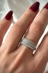 Premium Seri Neo Model Zirkon Taşlı Elips Tasarım Ayarlanabilir Kadın Çelik Yüzük